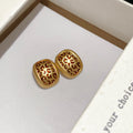 Gold Framed Leopard Print Rounded Square Stud Earrings view 6