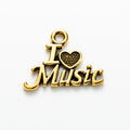 I Love Music Script Alloy Pendant Charm in 3 Finishes view 3