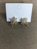Starburst Crystal Stud Earrings in Gold and Silver Tones view 2