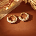 Crystal and Pearl Cluster Hoop Earrings in Gold and Silver Tones view 7