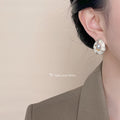 Irregular Layered Pearl Stud Earrings White Gold Frame view 2