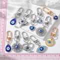 Gold and Silver Tone Blue Evil Eye Clip Keychains in Eleven Styles view 5