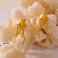 Jellyfish Tassel Stud Earrings Gold and Silver Tone view 3