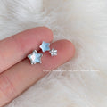 Silver Tone Pale Blue Star Asymmetric Stud Earrings For Women view 4