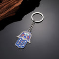 Silver Tone Blue Hamsa Evil Eye Split Ring Keychains view 2