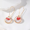 Gold Tone Round Pressed Flower and Glitter Resin Earrings view 9