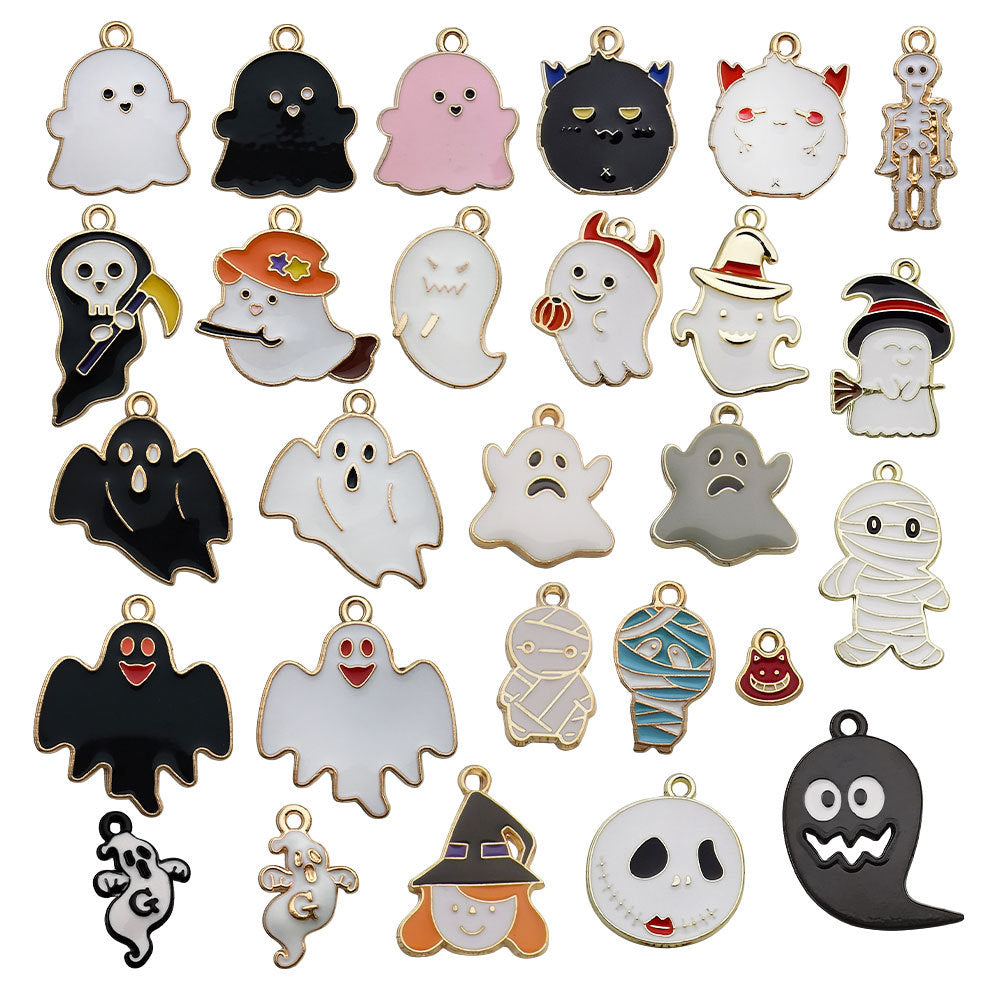 Halloween Enamel Zinc Alloy Ghost Pumpkin Charm Pendant for DIY Necklace Bracelet