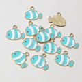 Colorful Enamel Tropical Fish Charms with Gold Tone Edges view 4