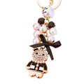 Pearl Fashion Bear Keychains in Black and Red with Gold Tone Hardware view 5