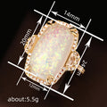 Gold Tone Iridescent White Rectangular Statement Ring view 4