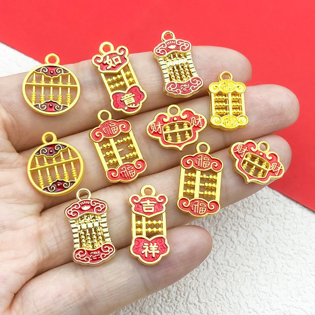 Gold Tone Zinc Alloy Abacus Blessing charm pendant for DIY bracelet necklace making