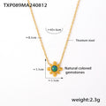Gold Sunflower Opal Gemstone Necklace Stud Earrings Set view 7