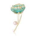 Enamel Flower Brooch In 3 Styles With Polished Metal And Decorative Details view 5