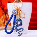 Enamel Chinese Dragon Keychains with Fortune Cords and Loose Braided Loops view 4