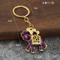 Gold Tone Metal Elephant Keychain With White Accents, Six Colors view 2