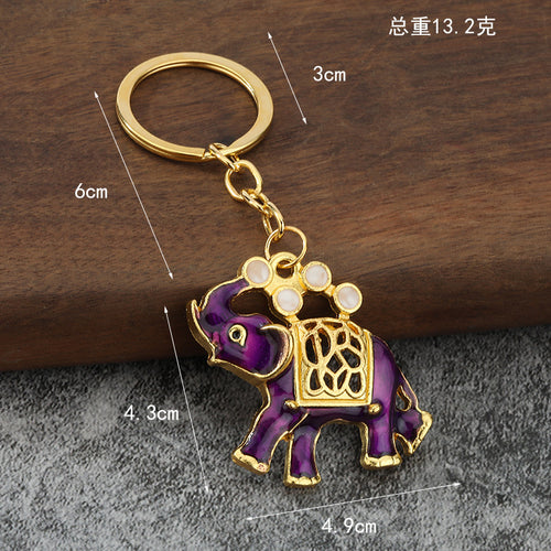Rhinestone Elephant Zinc Alloy Car Keychain Gift Pendant