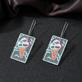 Silver Tone Sunflower Smiley Cat and Ice Cream Acrylic Hook Earrings view 9