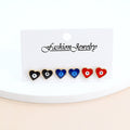 Heart Evil Eye Mini Stud Earring Three Pair Sets in Three Colorways view 6