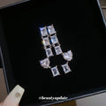Silver Tone Geometric Crystal Heart Drop Earrings Fashion Jewelry view 2