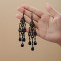 Clear and Black Teardrop Long Chandelier Hook Earrings view 7