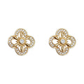 Gold Quatrefoil Star Pave Zircon Stud Earrings Pair view 5