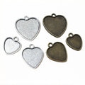 Heart Cabochon Pendant Trays in Silver and Antique Bronze view 4