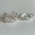 Openwork Flower Open Rings Clear Accents Gold Silver view 2