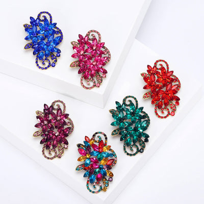Crystal Floral Scroll Brooch on white background
