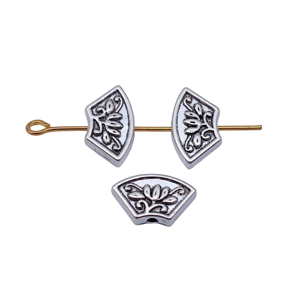 13x7.5x3.2mm 1.05g Antique Silver Zinc Alloy Fan Flower Pattern Small Hole Spacer Beads for Jewelry Making