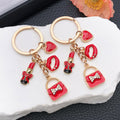 Red Lipstick Handbag and Heart Metal Keychain Collection view 1