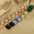 Pearl Stud Resin Teardrop Drop Earrings Gold or Steel view 4