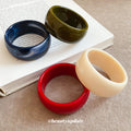 Round Acrylic Marbled Solid Wide Cuff Bangle 3 Styles view 2