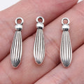 Antique Silver Ridged Teardrop Pendant Charms for Jewelry Making view 1