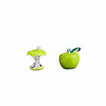 Green Apple Mismatched Stud Earrings with Decorative Details view 5