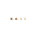 Amber Square and Pearl Look Two Pair Small Stud Earring Set view 5