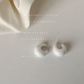 Glossy White Chunky C Shape Resin Hoop Stud Earrings For Women view 3