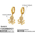 Crystal Octopus Drop Hoop Earrings in Gold and Silver Tone view 8