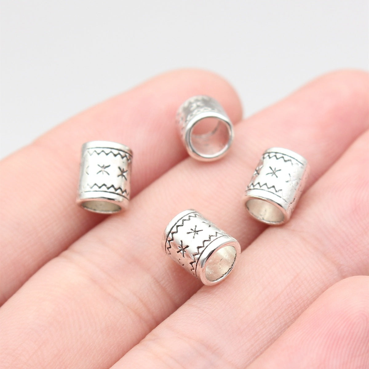 7.7x6.4x6.4mm 0.61g Multicolor Zinc Alloy Pitted Tube Large Hole Spacer Beads for Bracelet Jewelry Making