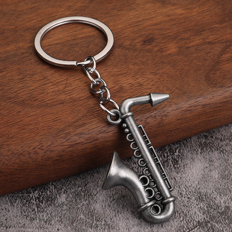 Mini Saxophone Metal Keychain Musical Instrument Charm Gift