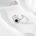 Blue Evil Eye Stud Earrings and Adjustable Rings in Four Finishes view 9