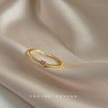 Gold-Tone Open Adjustable Heart And Twisted Pearl Rings view 2