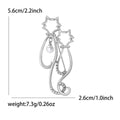 Two Cats Outline Brooch Crystal Accents Pearl Drop Pin view 7