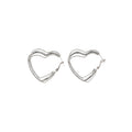 Layered Heart Outline Hoop Earrings in Silver Tone view 5