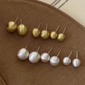 Satin Finish Irregular Round Stud Earrings in Three Sizes view 1