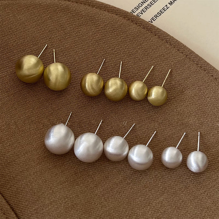 Satin Finish Irregular Round Stud Earrings in Three Sizes