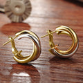 Two-Tone Gold Silver Interlocked Hoop Earrings Pair view 3