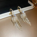 Beaded Tassel Hoop Earrings In Five Pearl Tone Colors view 9