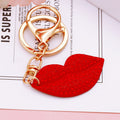 Crystal Lip Keychains in Red Pink and Assorted Colors with Gold Tone Rings view 1