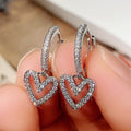 Two Tone Double Heart Hoop Dangle Earrings Polished Metal Jewelry view 3