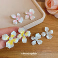 Iridescent Petal Flower Stud Earrings in Three Colors view 1